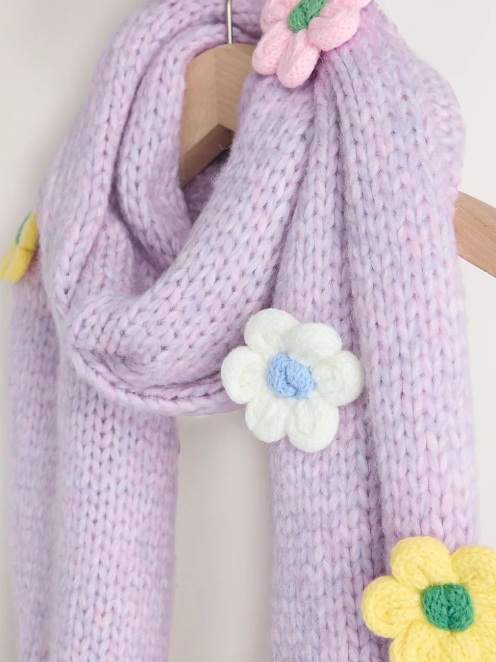 Fleur de lilas - Écharpe épaisse en maille à la main