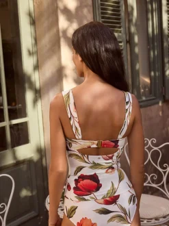 Floral blanc - Débardeur bandeau gainant
