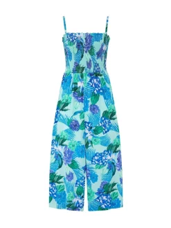 Floral bleu - Combinaison de plage Pour Moi bustier à corsage froncé