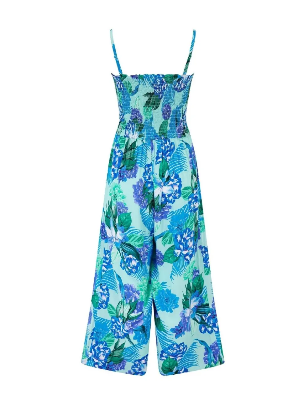 Floral bleu - Combinaison de plage Pour Moi bustier à corsage froncé