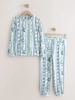 Floral bleu - Pyjama confortable à manches longues