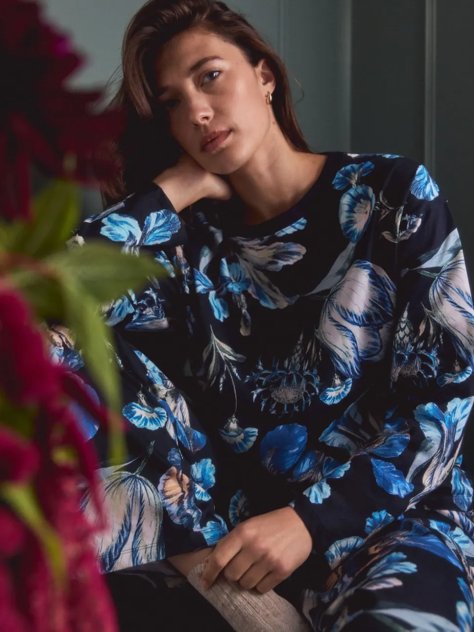 Floral bleu - Pyjama Kew Collection à manches longues