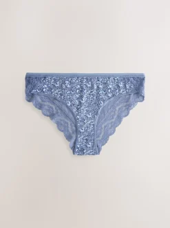 Floral Blue Ditsy - Lot de 4 culottes en coton et dentelle