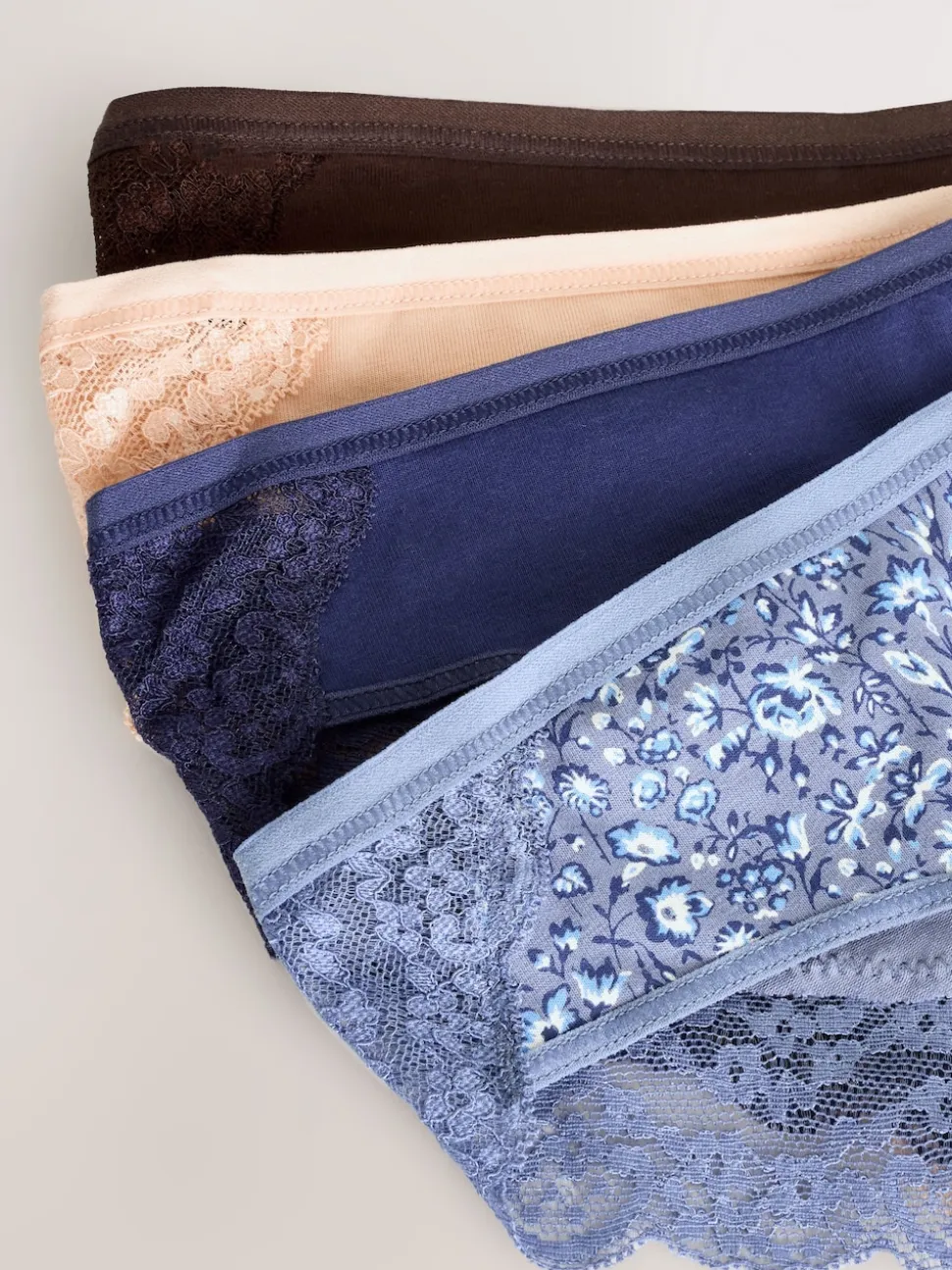 Floral Blue Ditsy - Lot de 4 culottes en coton et dentelle