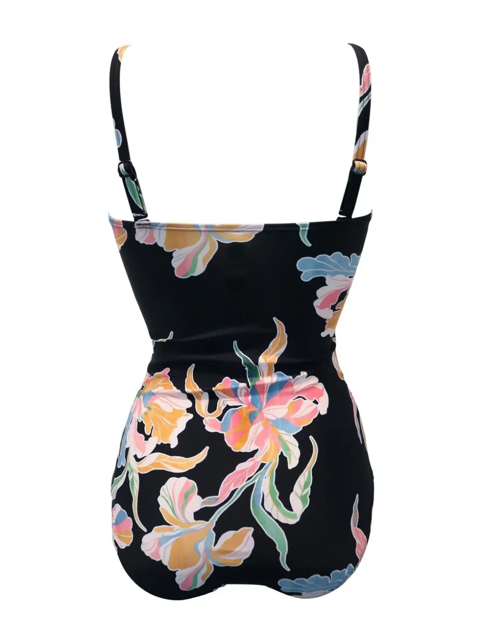 Floral noir - Maillot de bain Pour Moi Santa Monica gainant au ventre à bretelles amovibles