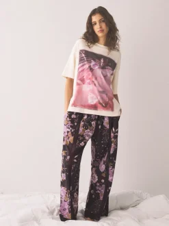 Floral pourpre - Pyjama à manches courtes
