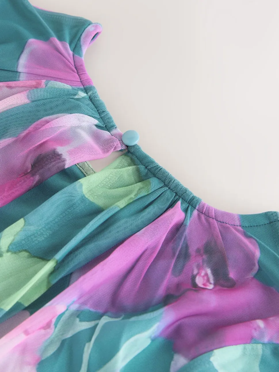 Floral vert - Robe longue en maille à manches longues