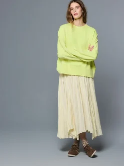 Fluo Lime - Sweat-shirt délavé à col rond