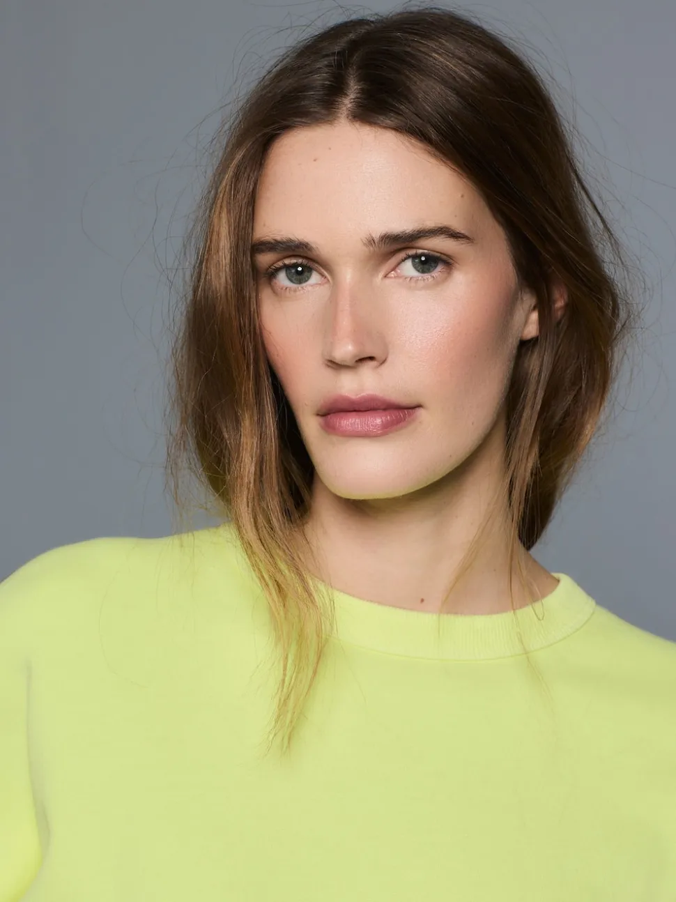 Fluo Lime - Sweat-shirt délavé à col rond