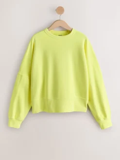Fluo Lime - Sweat-shirt délavé à col rond
