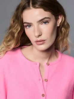 Fluro Rose - Cardigan tricoté à Col rond en laine
