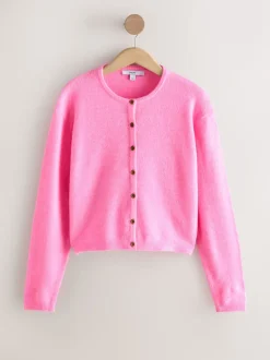 Fluro Rose - Cardigan tricoté à Col rond en laine