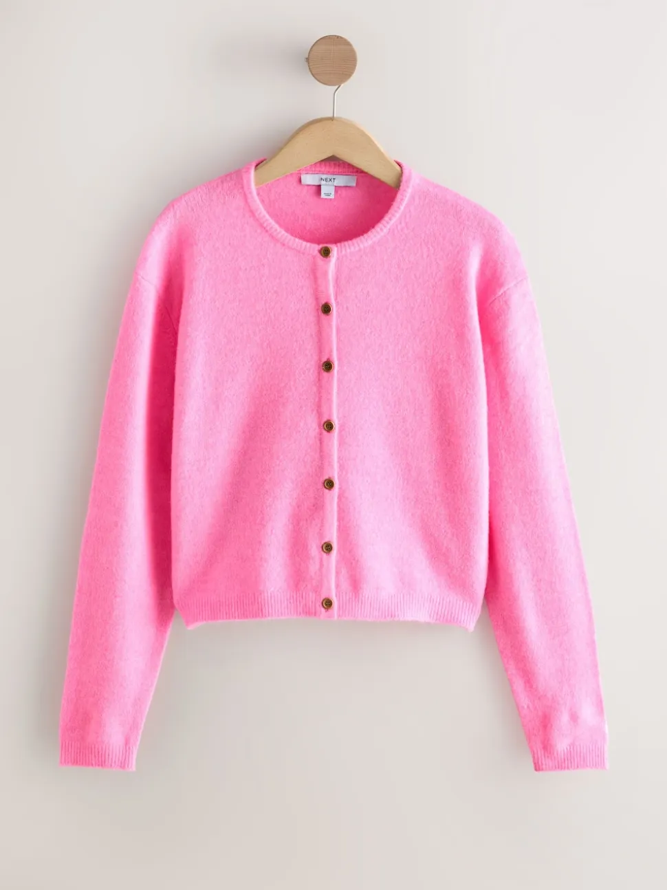 Fluro Rose - Cardigan tricoté à Col rond en laine
