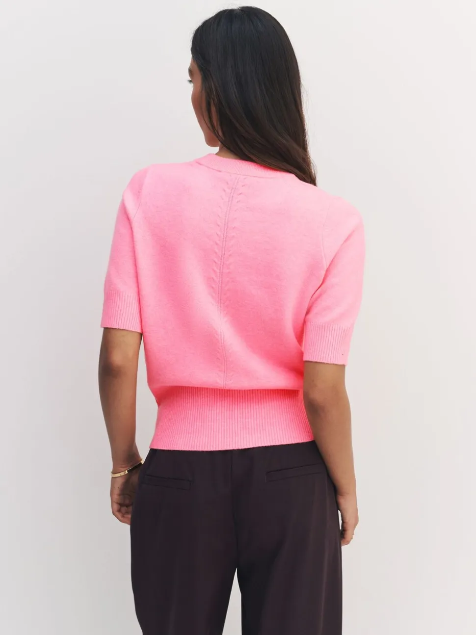 Fluro Rose - Haut super doux en maille à manches courtes