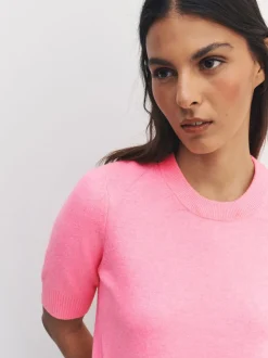 Fluro Rose - Haut super doux en maille à manches courtes