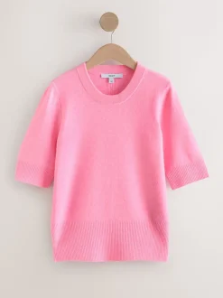 Fluro Rose - Haut super doux en maille à manches courtes