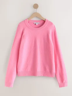 Fluro Rose - Pull super doux à manches longues à col rond