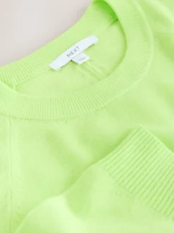 Fluro Vert - Pull super doux à manches longues à col rond