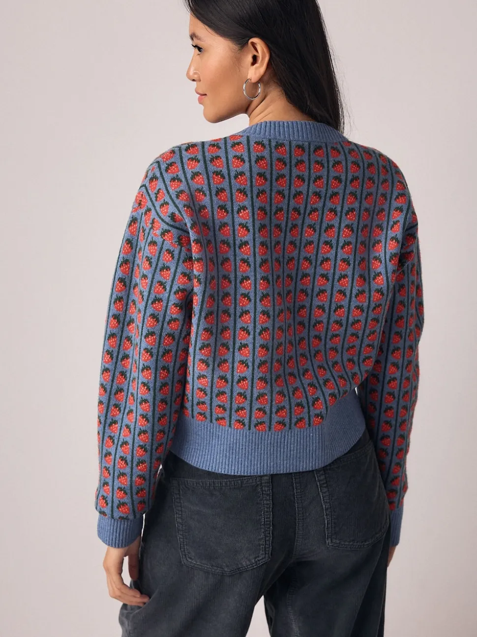 Fraise bleue - Cardigan super doux en maille avec cravate devant