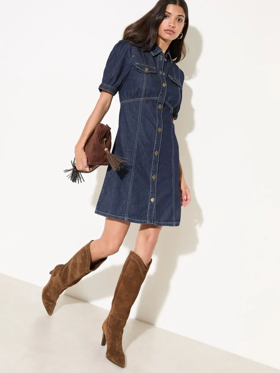Friends Like These robe courte Denim à coutures