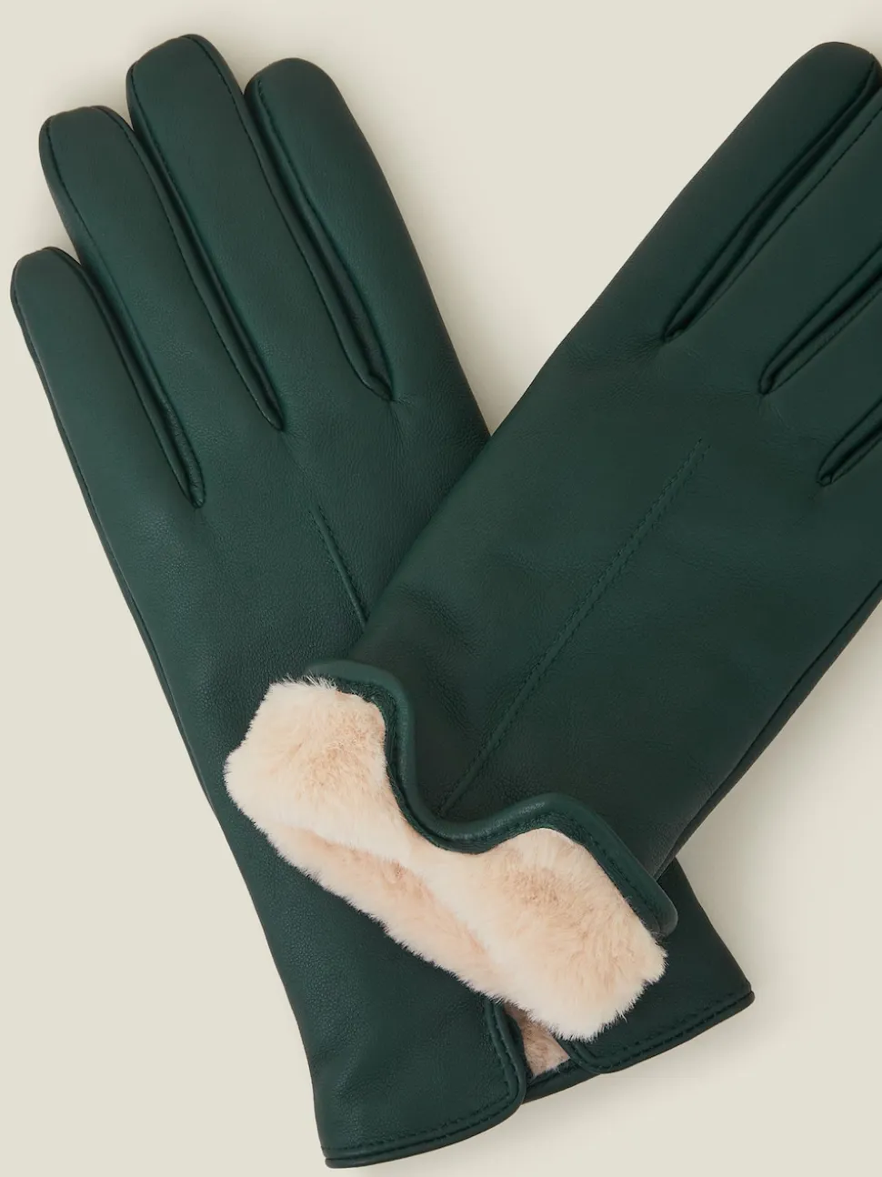 Gants Accessorize en cuir avec doublure en fausse fourrure