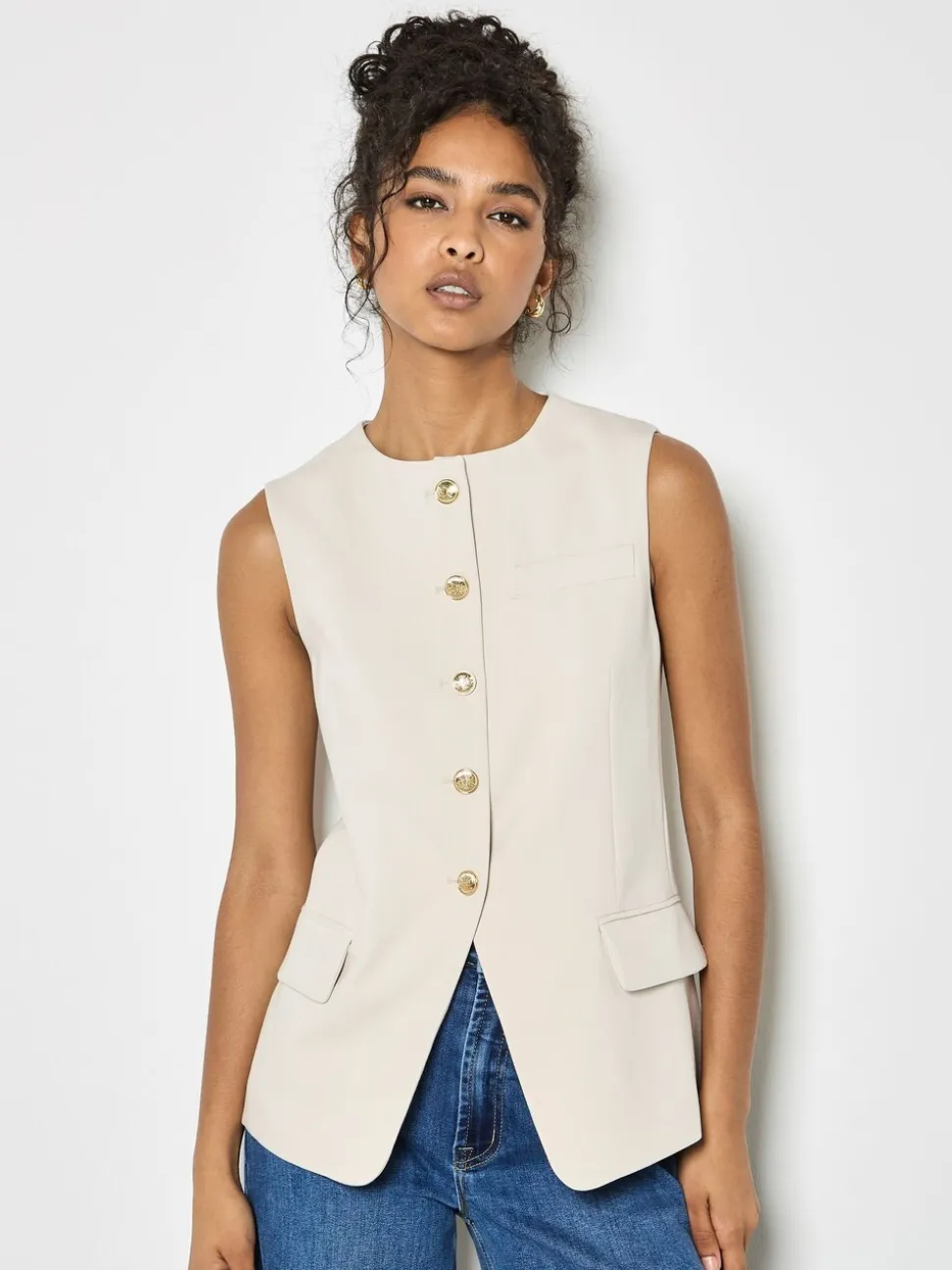 Gilet habillé à col montant Apricot