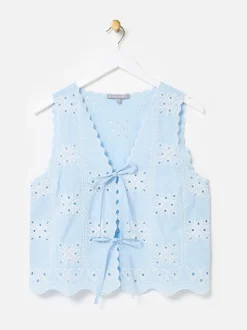Gilet Oliver Bonas Light Broderie festonné à nouer sur le devant