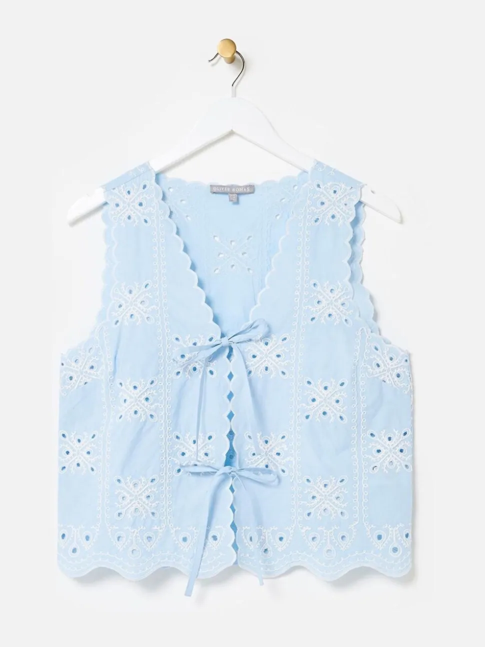 Gilet Oliver Bonas Light Broderie festonné à nouer sur le devant