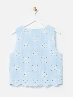 Gilet Oliver Bonas Light Broderie festonné à nouer sur le devant