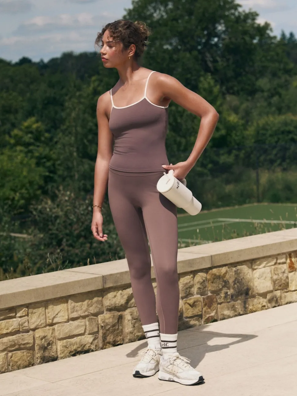 Grain de poivre marron - soi-même. Legging taille haute