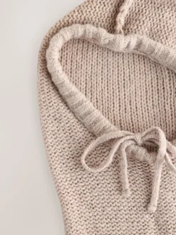 Grège chiné - Snood à capuche en maille sans ornements avec laine