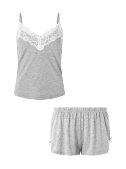 Gris - Accessorize Ensemble Pyjamas court bordé de dentelle