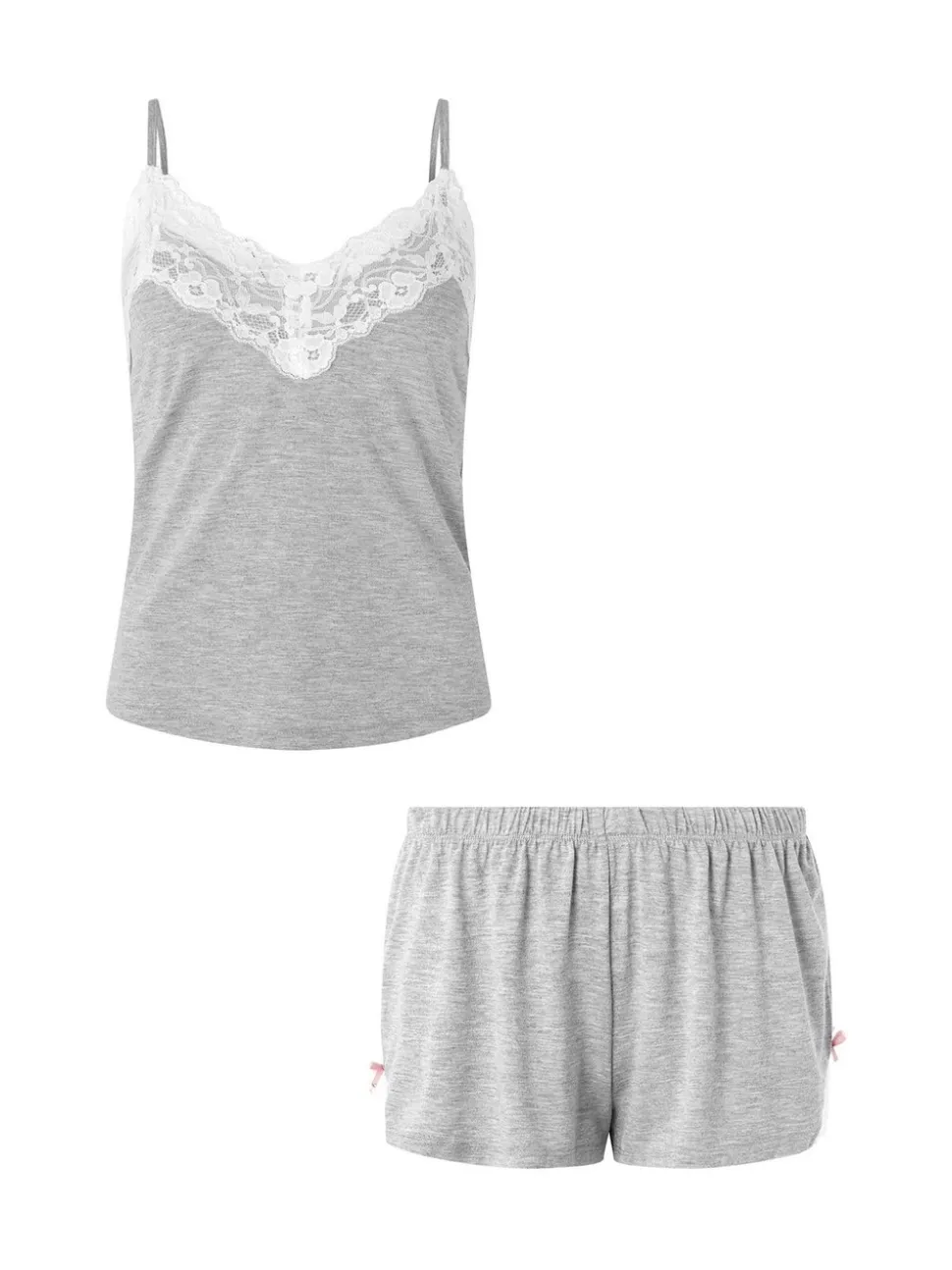 Gris - Accessorize Ensemble Pyjamas court bordé de dentelle