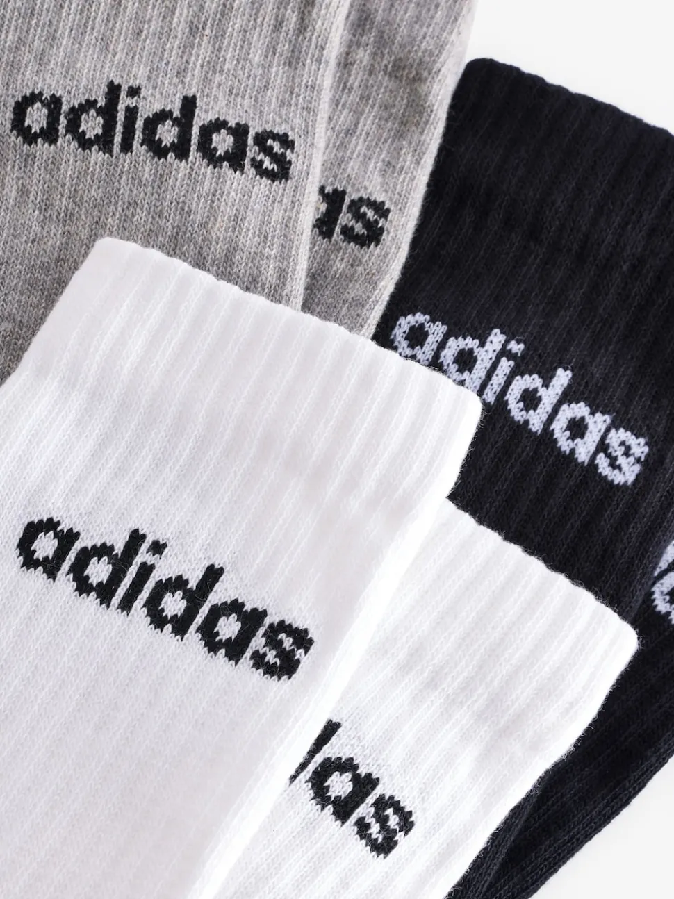 Gris - Adidas Linear Crew Cushioned Socks 3 Pack