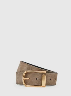 Gris - Ceinture en cuir avec boucle à demi-passant Reiss Iyla