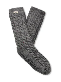 Gris - Chaussettes UGG Elowyn tricotées doublées de polaire