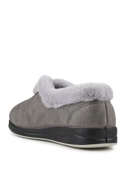 Gris - Chaussons douillets Pavers en mousse à mémoire de forme coupe large