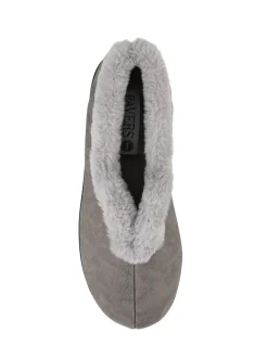 Gris - Chaussons douillets Pavers en mousse à mémoire de forme coupe large