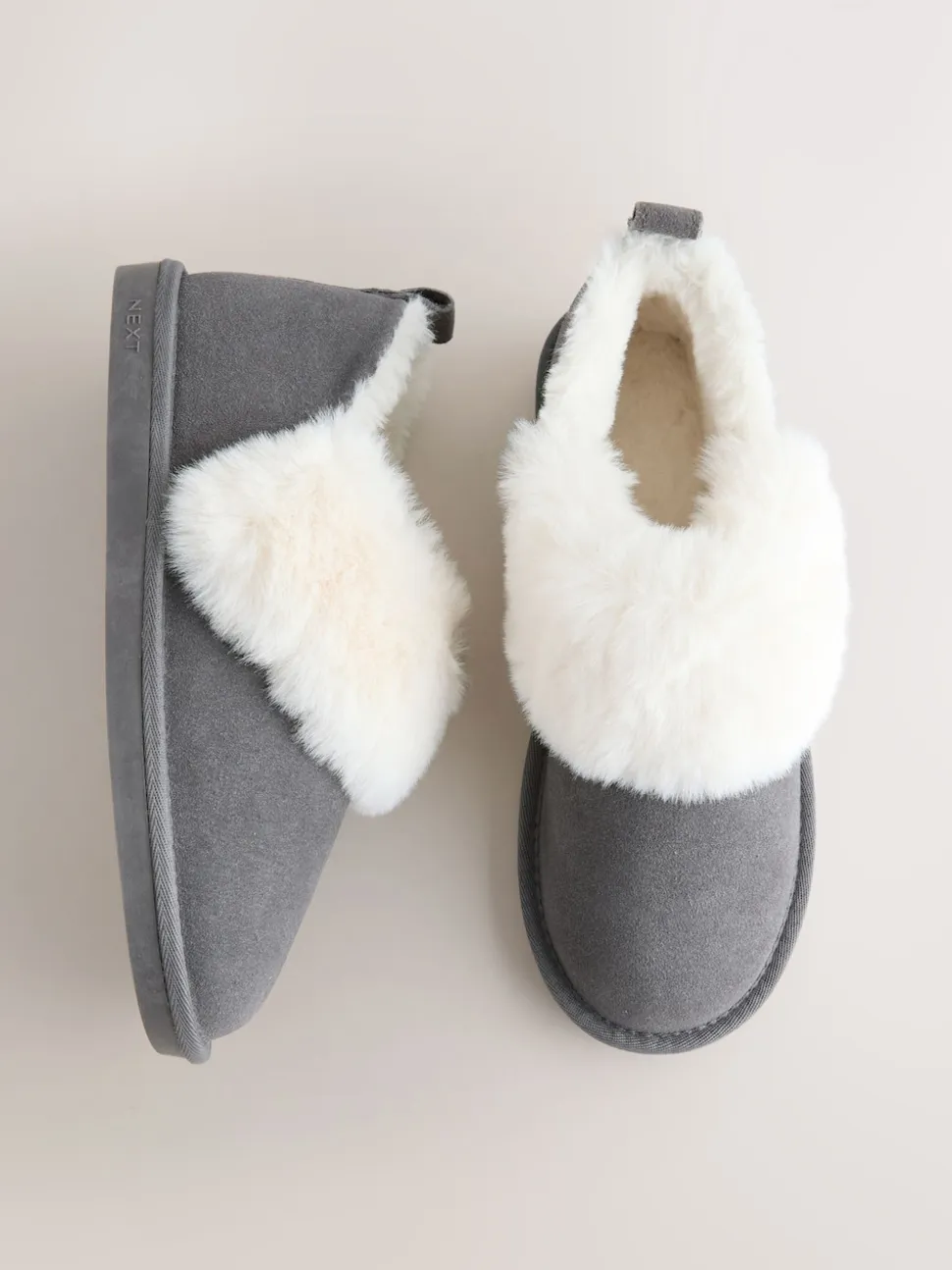 Gris - Chaussons en daim