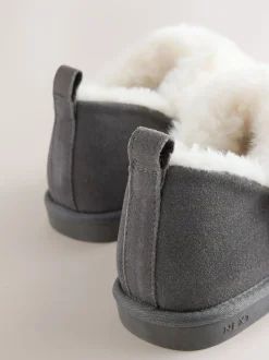 Gris - Chaussons en daim