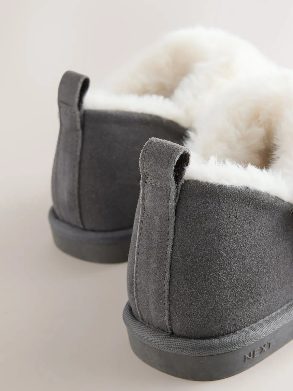 Gris - Chaussons en daim