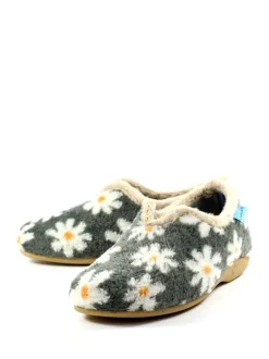 Gris - Chaussons Lunar pour femme à fleurs