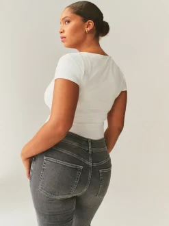 Gris - Jean évasé Extensible taille haute Hourglass