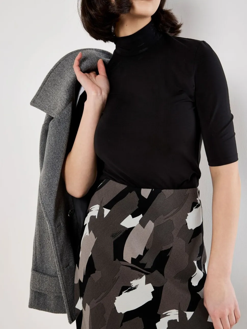 Gris - Jupe Apricot coup de pinceau en biais