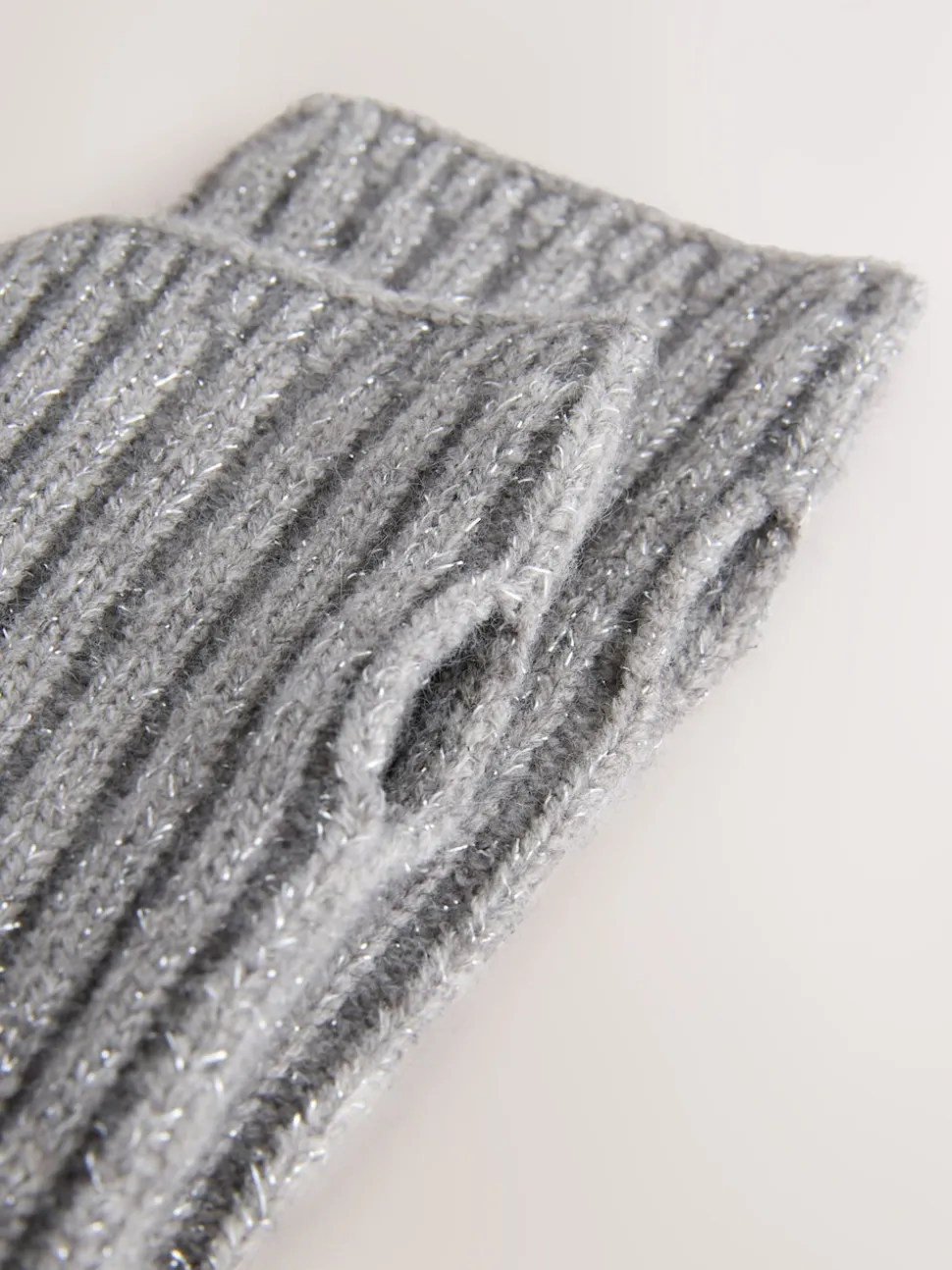 Gris - Lot de 1 gants chauffe-mains côtelés