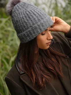 Gris - Love & Roses Chapeau à pompon confortable