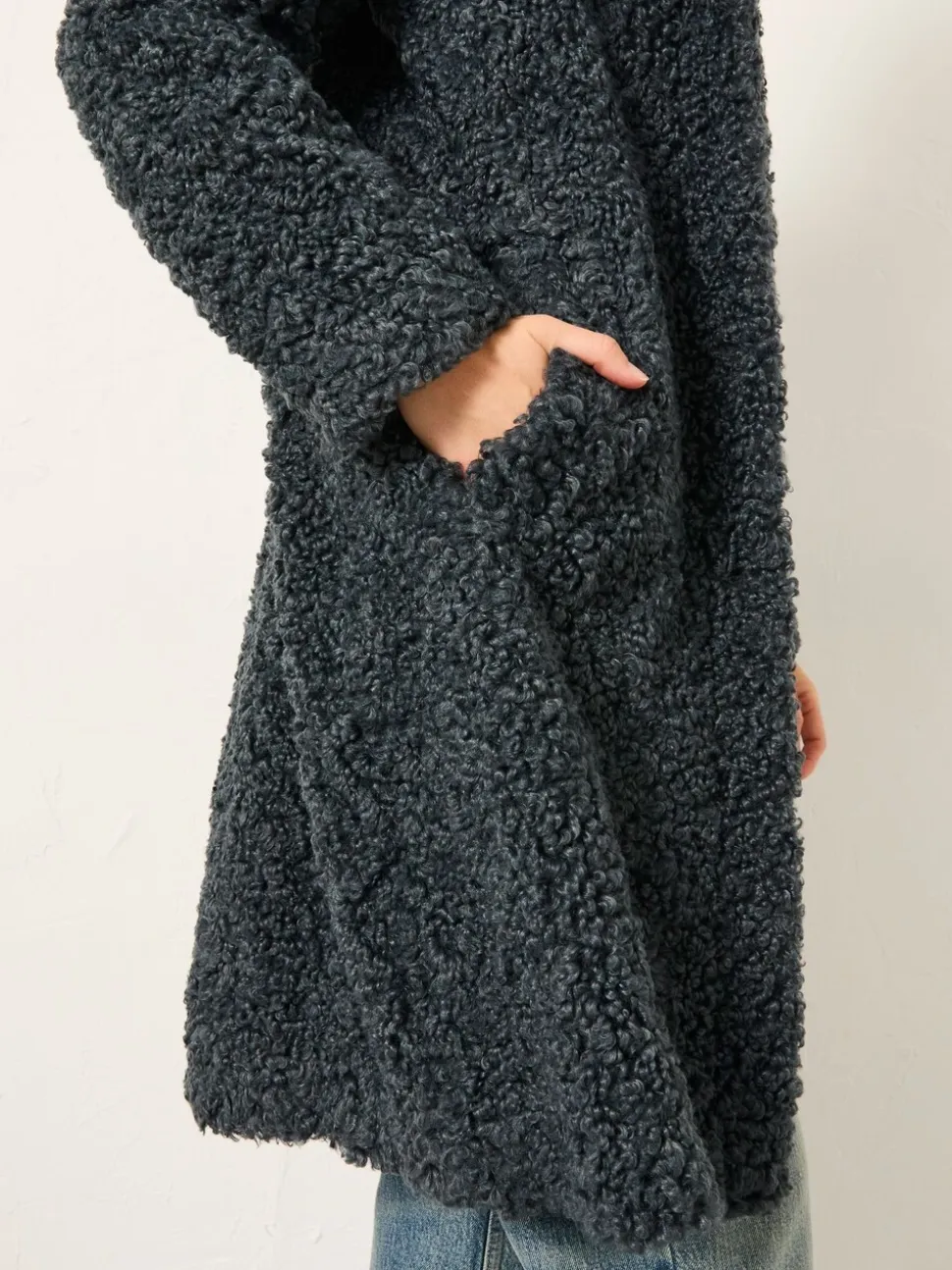 Gris - Manteau long en peluche FatFace