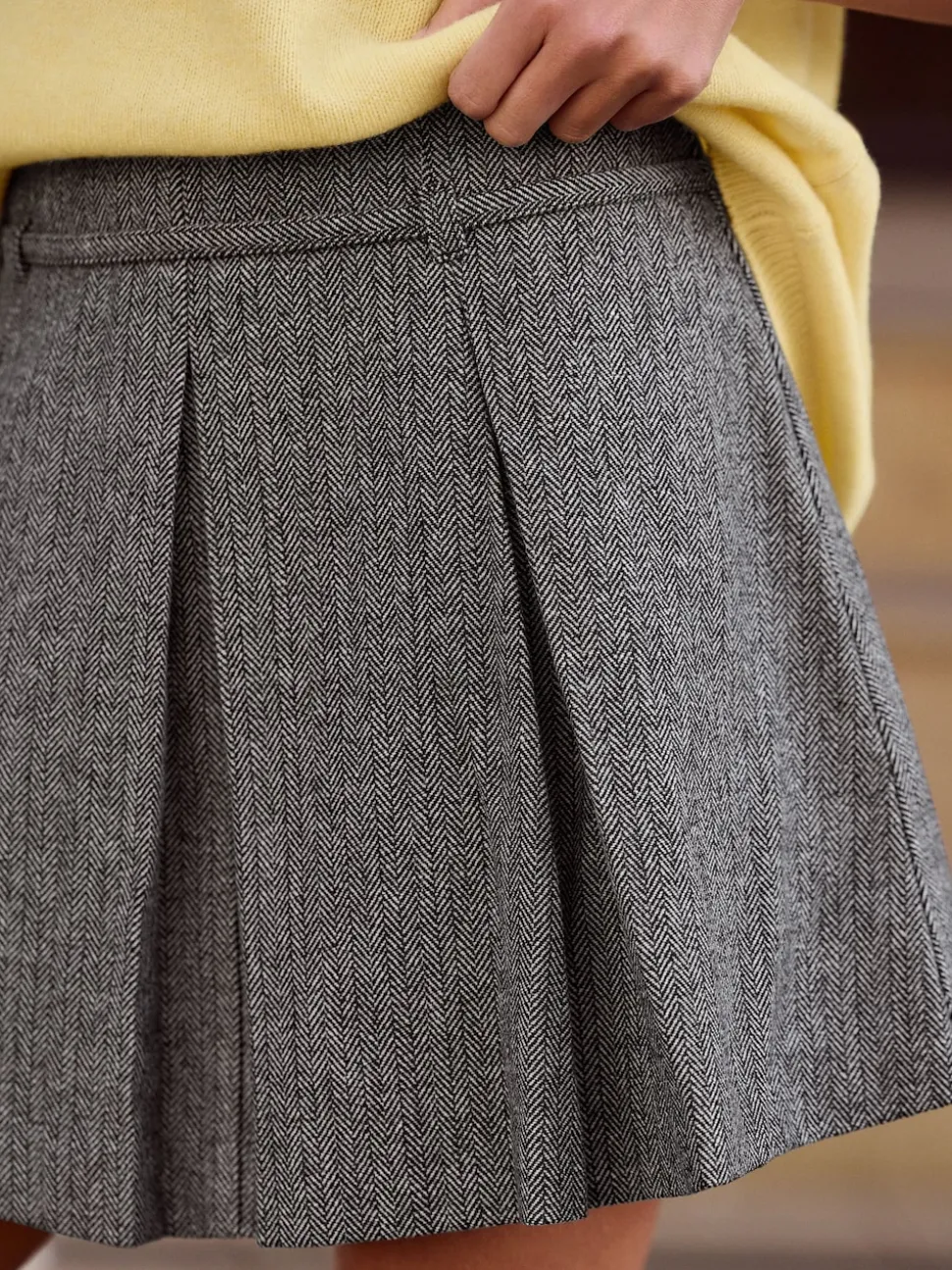 Gris - Mini-jupe kilt en laine