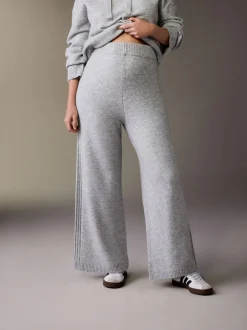 Gris - Pantalons de grossesse en maille à jambe large