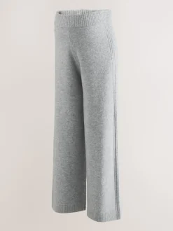 Gris - Pantalons de grossesse en maille à jambe large
